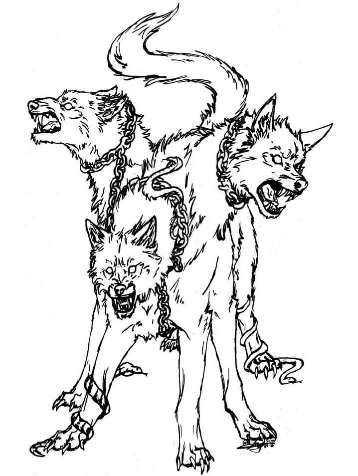 Desenho deCerberus Assustador 7 para colorir