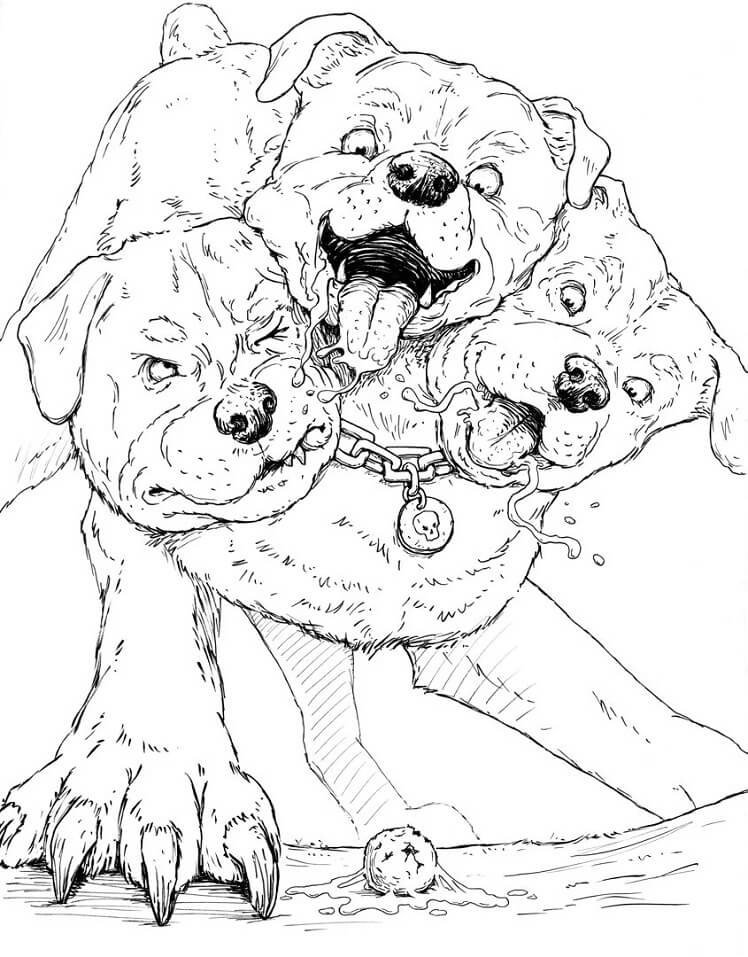 Desenho deCerberus Engraçado 2 para colorir