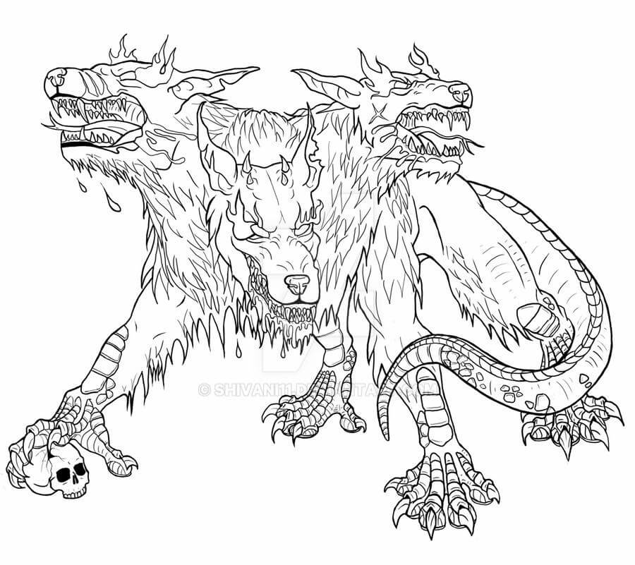 Desenho deCerberus Zangado para colorir