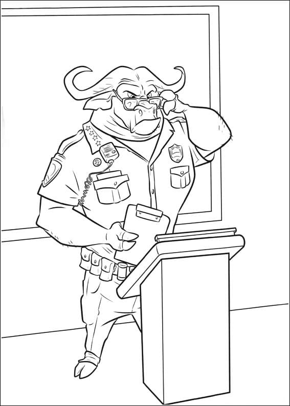 Desenho deChefe Bogo de Zootopia para colorir