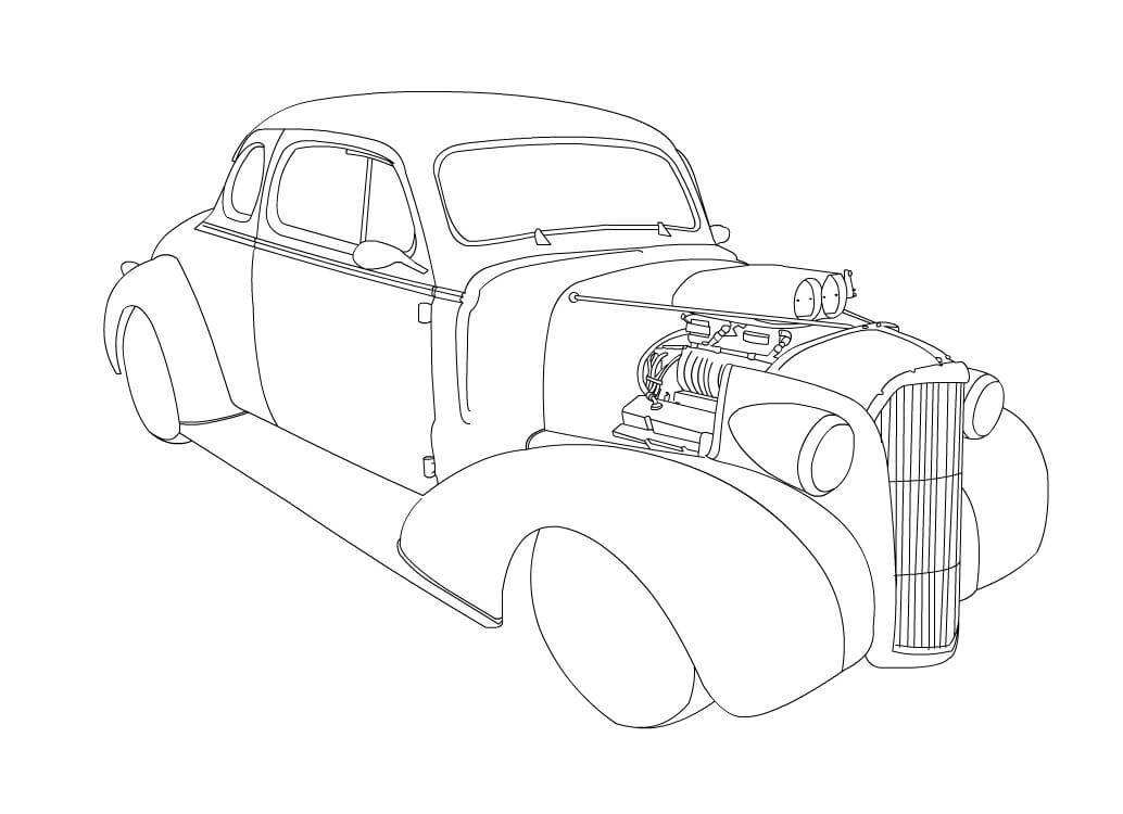 Desenho deChevy Coupe Hot Rod para colorir