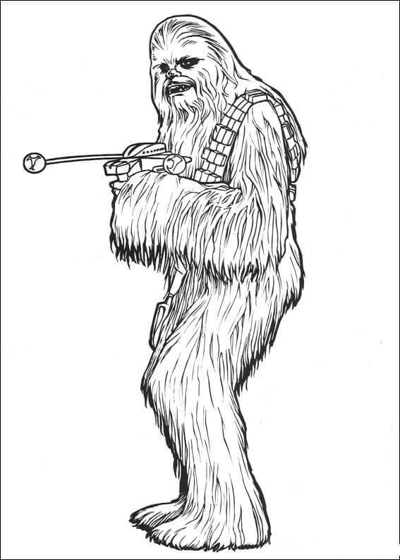 Desenho deChewbacca Segurando Arma 3 para colorir