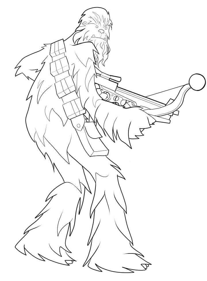 Desenho deChewbacca Segurando Arma 4 para colorir