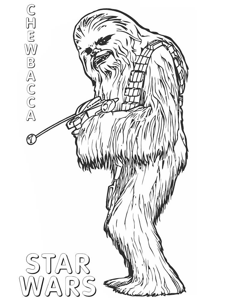 Desenho deChewbacca Segurando Arma 7 para colorir