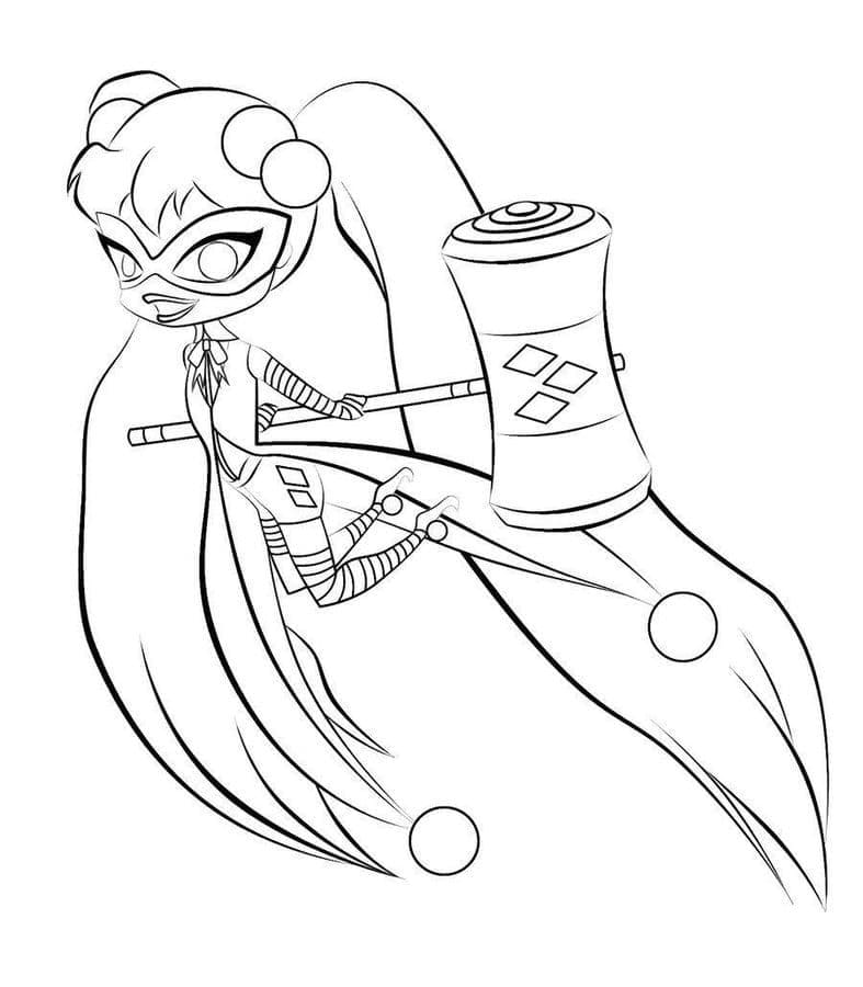 Desenho de Chibi Arlequina 2 para colorir