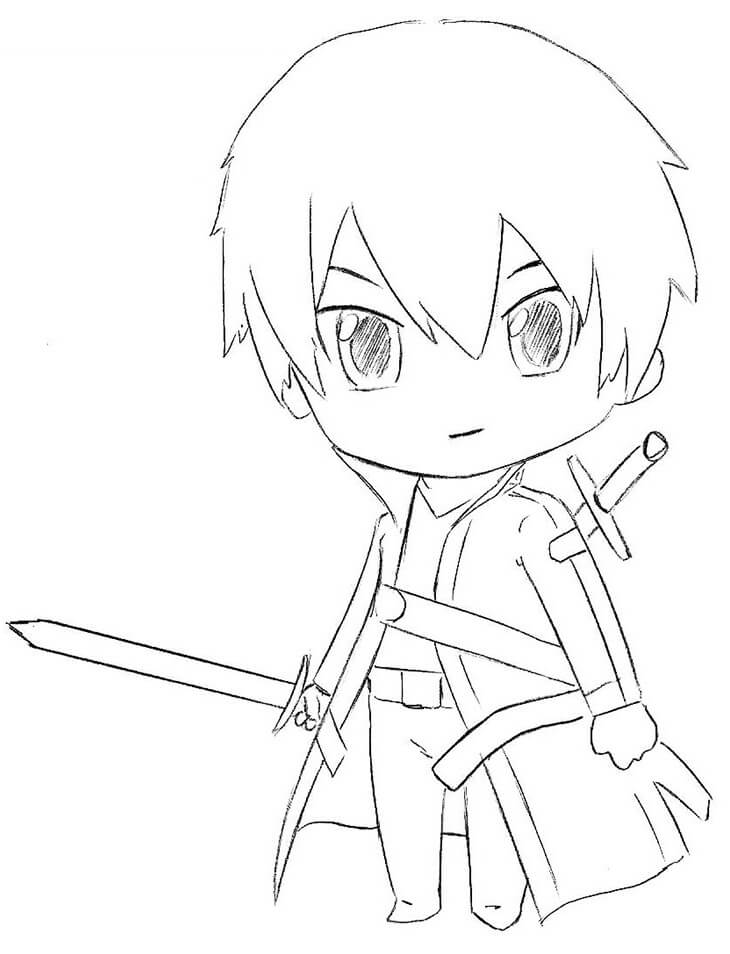 Desenho deChibi Kirito para colorir