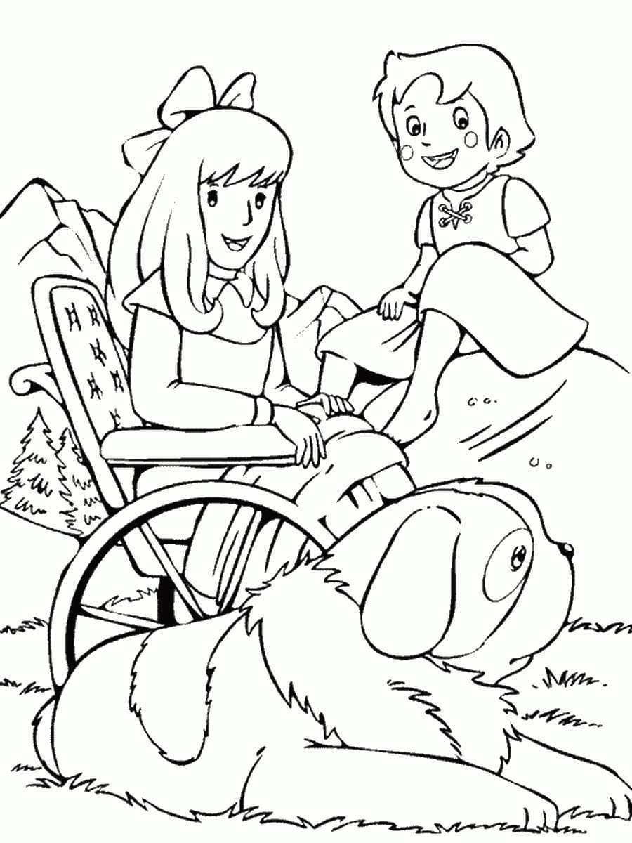 Desenho deClara e Heidi para colorir