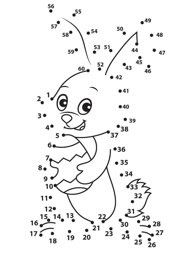 Desenho deCoelhinho da Páscoa Ligue os Pontos para colorir