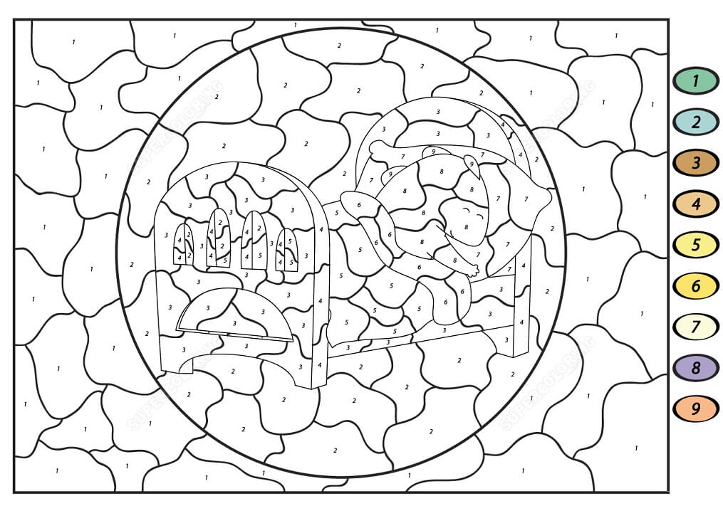 Desenho deColorir com Números 18 para colorir