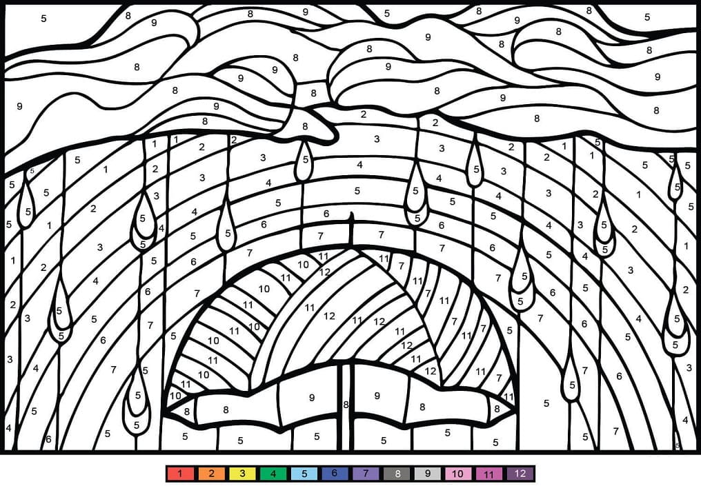 Desenho deColorir com Números Arco-íris para colorir