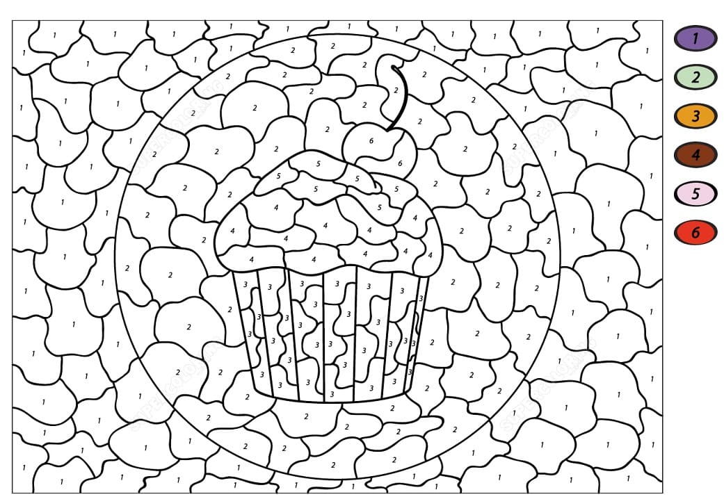 Desenho deColorir com Números Bolo para colorir