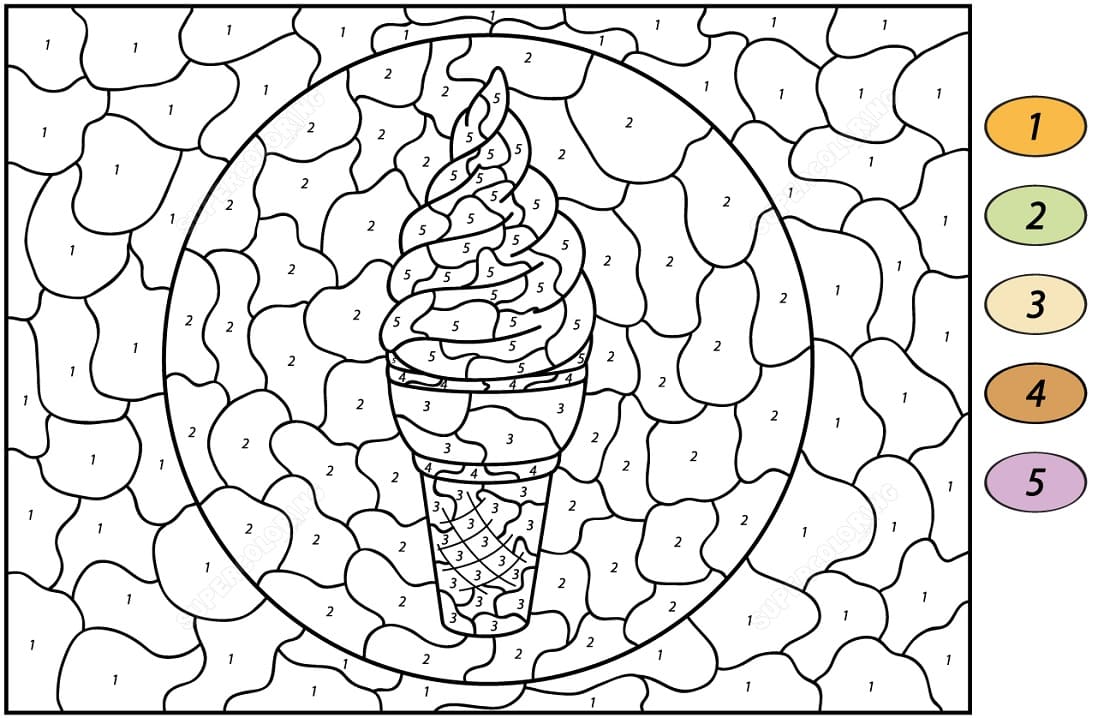 Desenho deColorir com Números de Sorvete para colorir