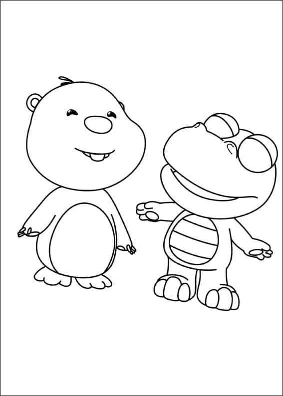 Desenho de Crong e Loopy para colorir