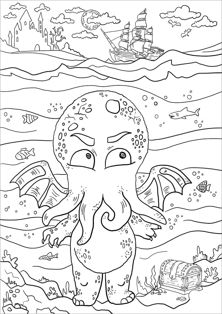 Desenho deCthulhu Fofo para colorir