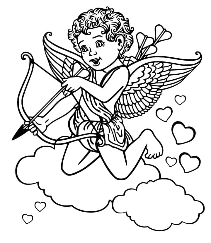 Desenho deCupido na Nuvem para colorir