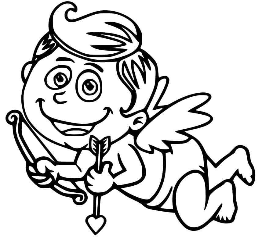 Desenho deCupido Sorrindo para colorir