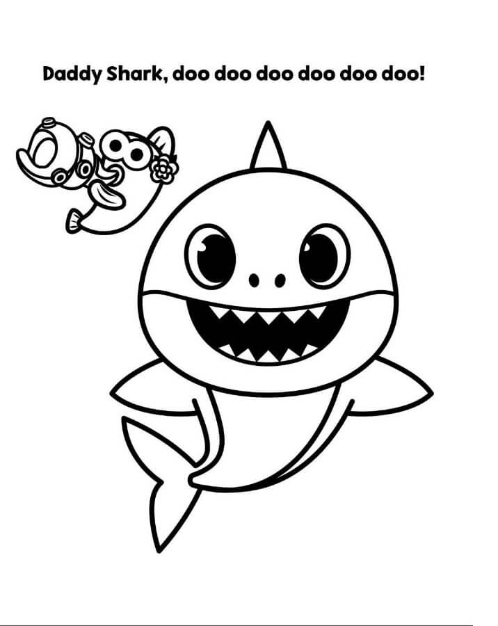 Desenho deDaddy Shark para colorir