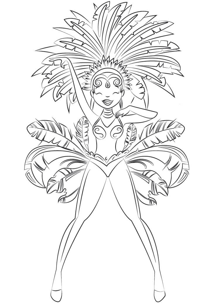 Desenho deDançarina de samba do Carnaval do Rio para colorir