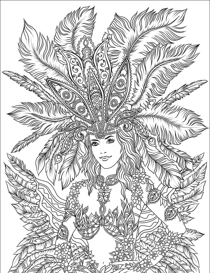 Desenho deDançarina de samba no Carnaval do Brasil para colorir