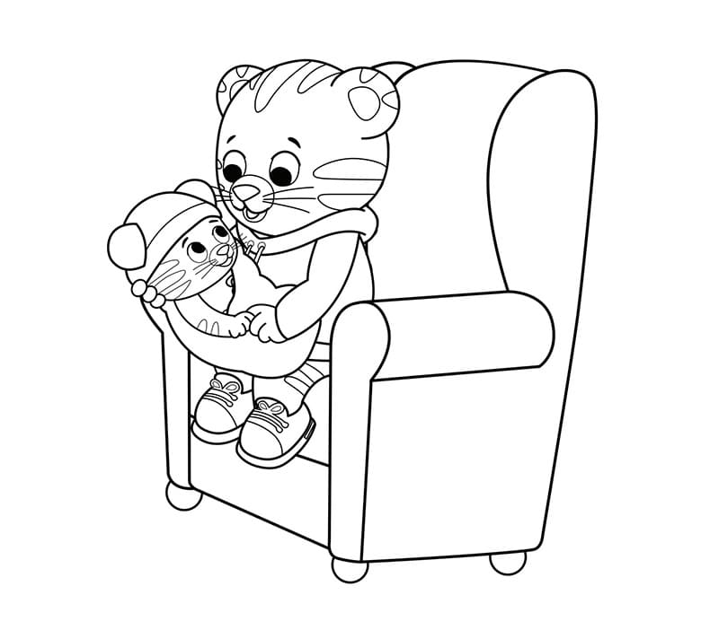 Desenho deDaniel Tigre com Margaret para colorir