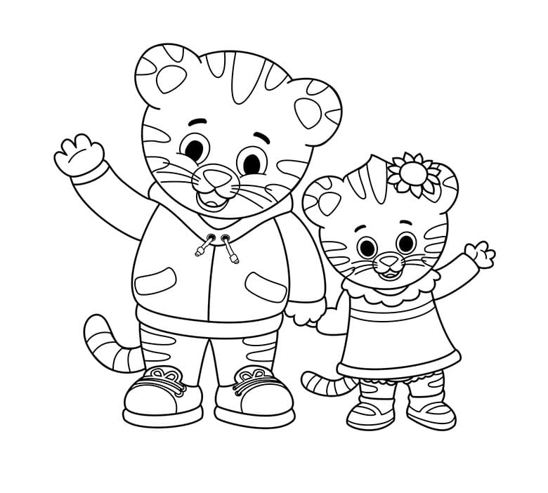 Desenho deDaniel Tigre e Margaret para colorir