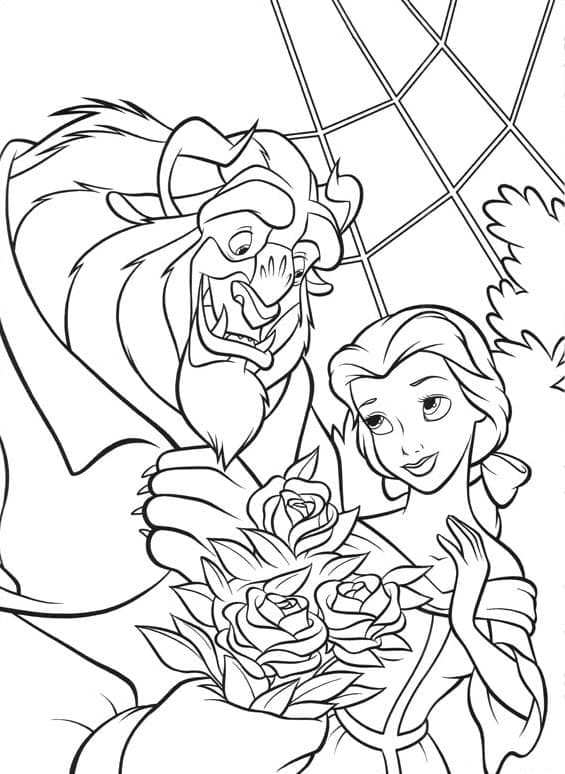 Desenho deA Fera e Bela de Disney para colorir