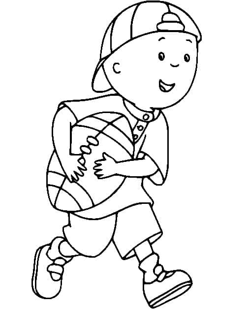 Desenho deCaillou Jogando Rugby para colorir