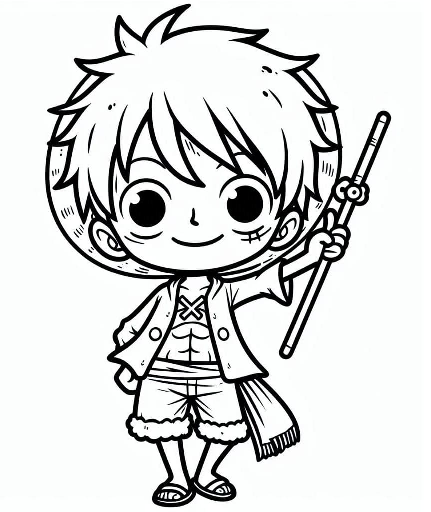 Desenho deChibi Luffy One Piece para colorir