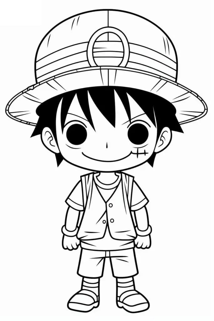 Desenho deChibi Luffy para colorir