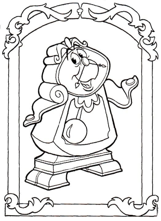 Desenho deCogsworth de A Fera e Bela para colorir