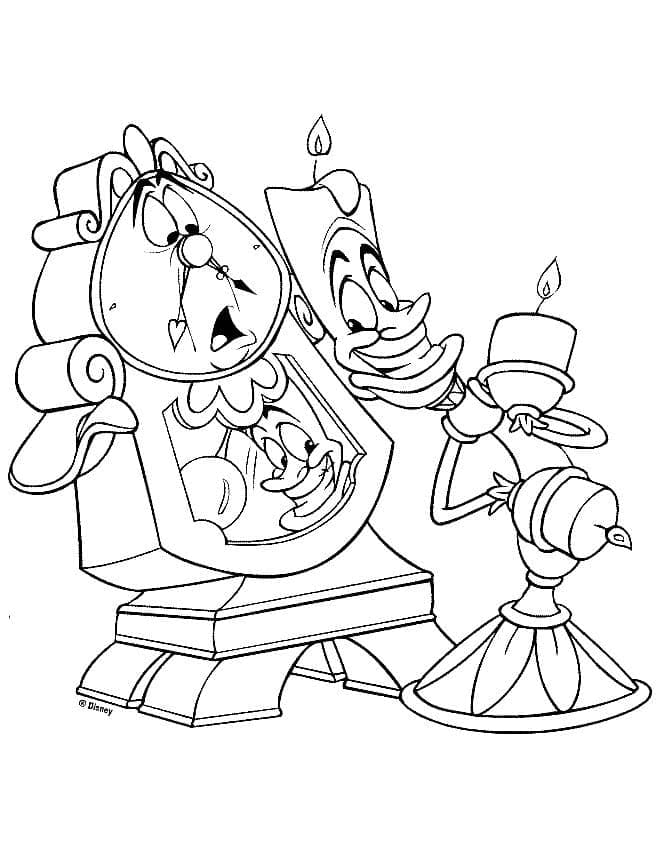 Desenho deCogsworth e Lumière de A Fera e Bela para colorir