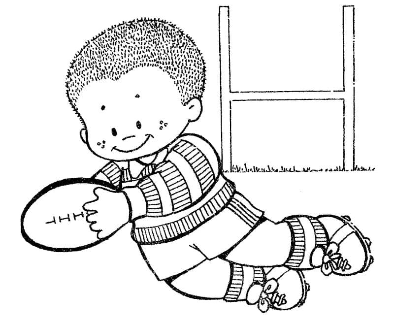 Desenho deGarotinho Jogando Rugby para colorir