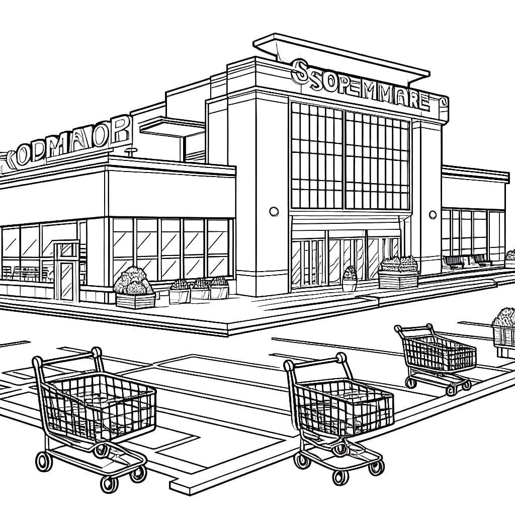 Desenho deImagem do Supermercado para colorir