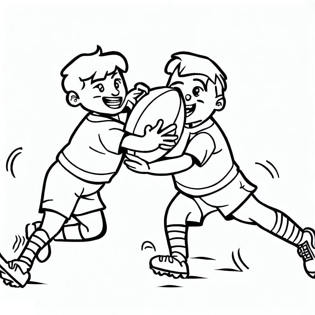 Desenho deMeninos Estão Jogando Rugby para colorir