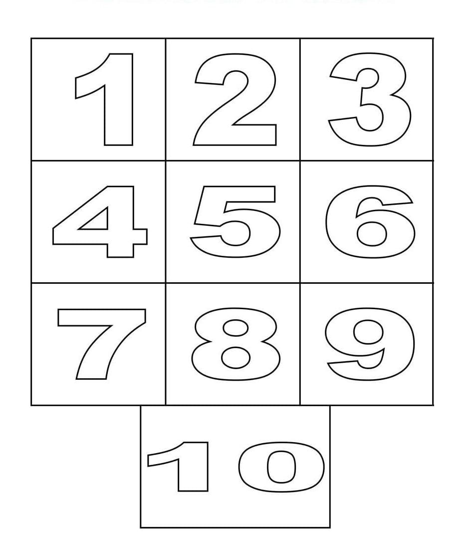 Desenho deNúmeros Imprimível Para Crianças para colorir