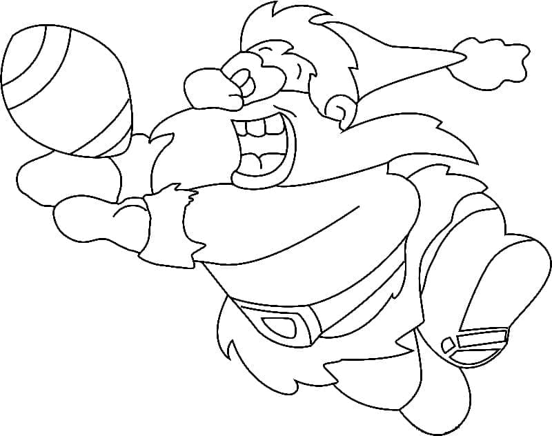 Desenho dePapai Noel Jogando Rugby para colorir