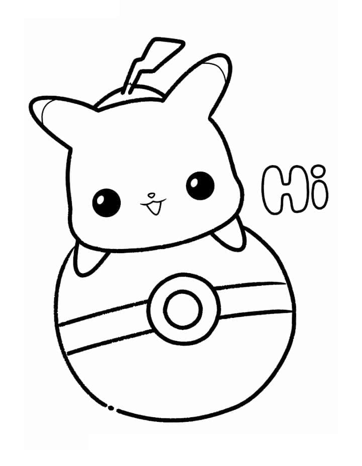 Desenho dePikachu Kawaii para colorir