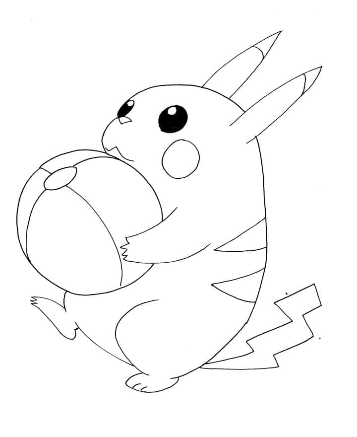 Desenho dePikachu com Bola para colorir