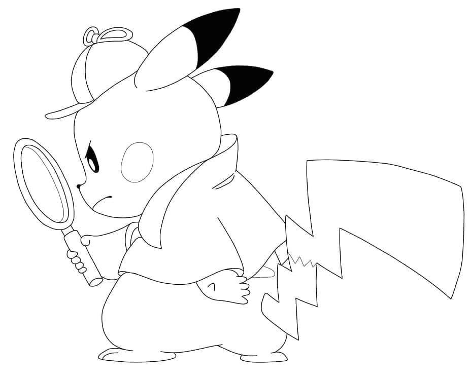 Desenho dePikachu o Detetive para colorir