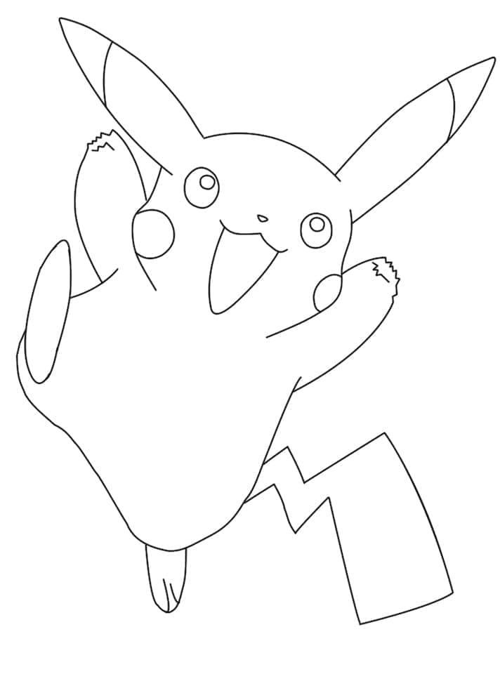 Desenho dePokémon Pikachu Feliz para colorir