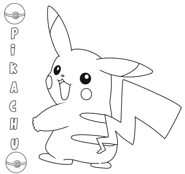 Desenho dePokémon Pikachu Muito Feliz para colorir