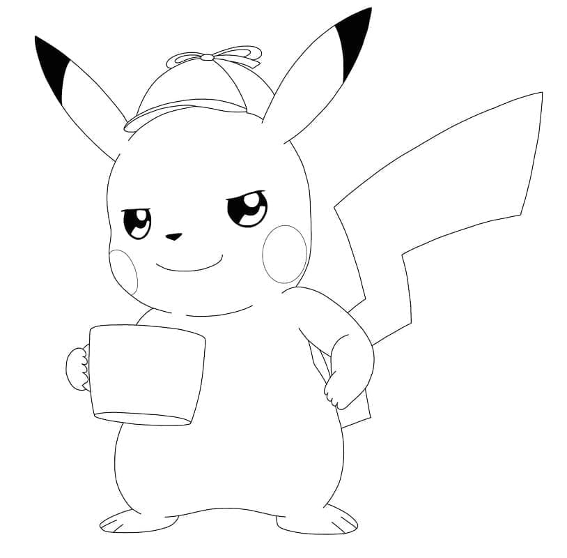 Desenho dePokémon Pikachu Sorridente para colorir