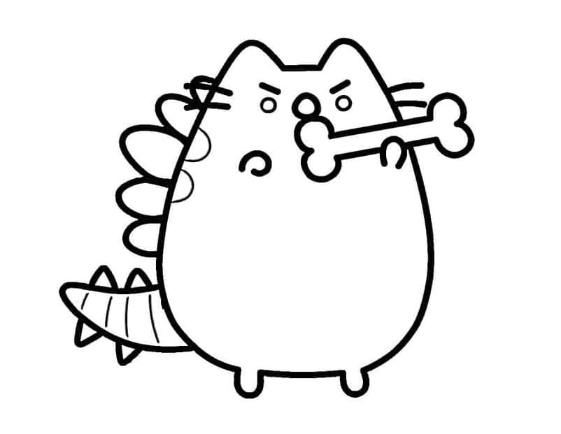 Desenho de Pusheen Dinossauro para colorir