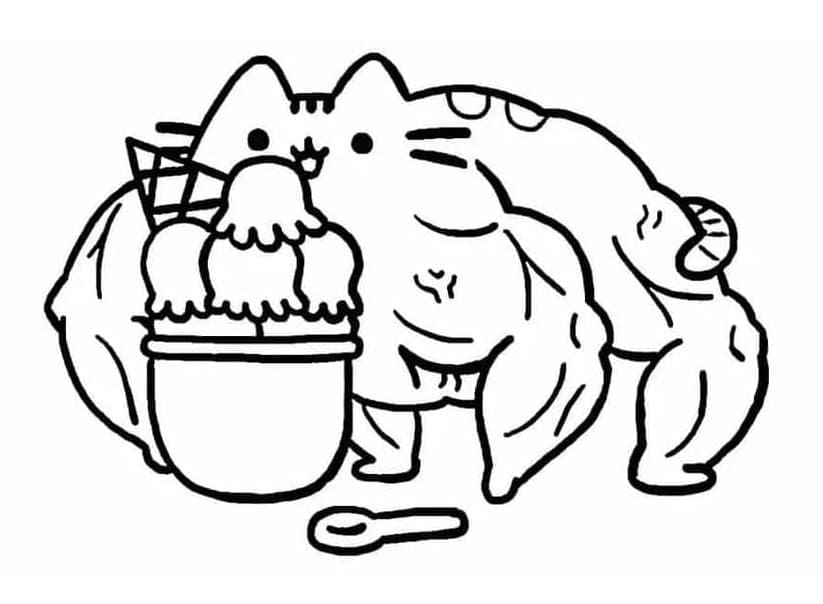 Desenho de Pusheen Forte para colorir