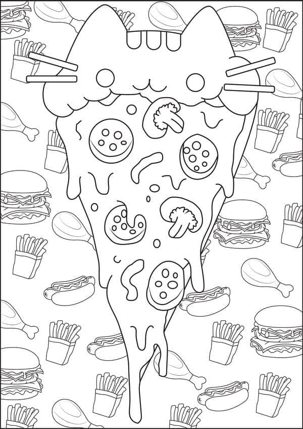 Desenho dePusheen Pizza para colorir