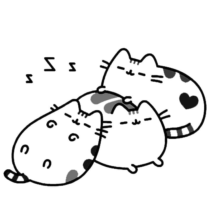 Desenho de Pusheen está Dormindo para colorir