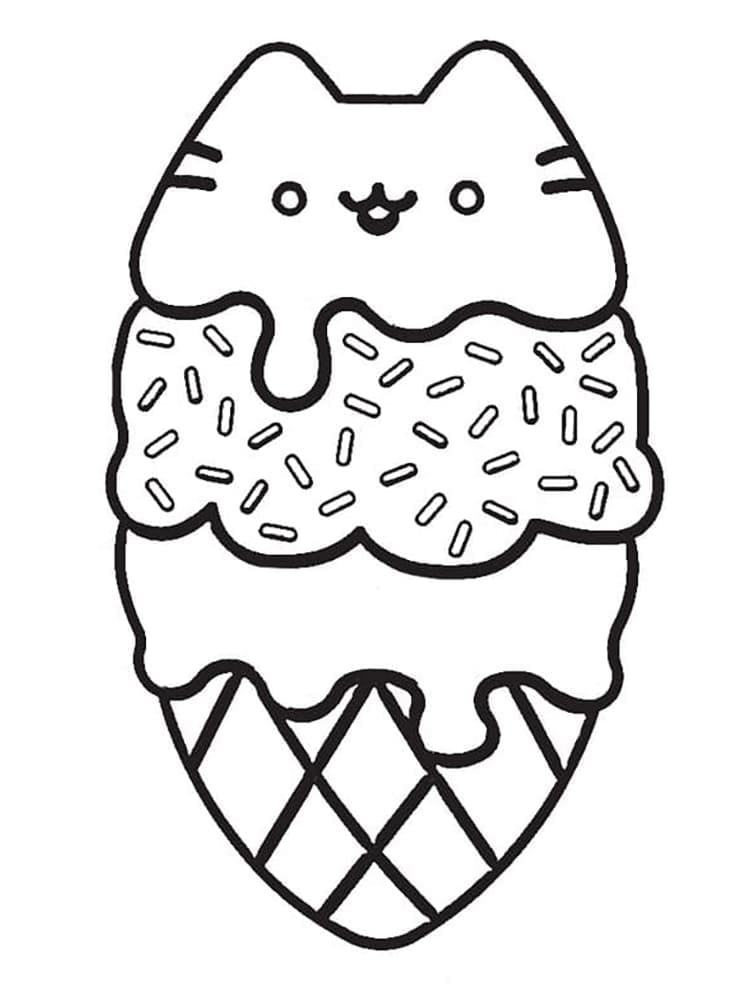 Desenho de Pusheen o Sorvete para colorir