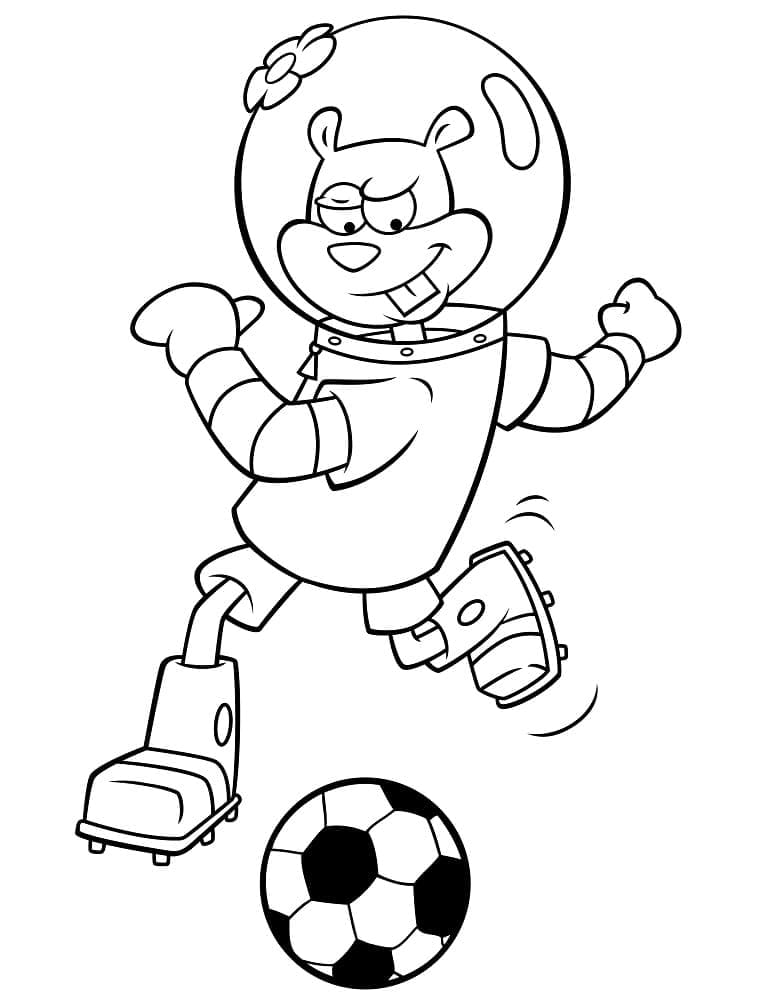 Desenho deSandy Bochechas Jogando Futebol para colorir