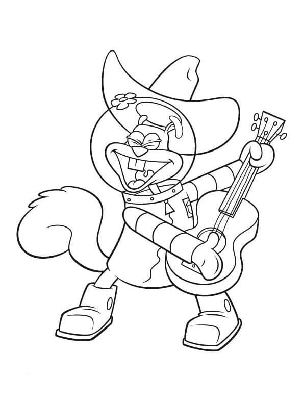 Desenho deSandy Bochechas Toca Violão para colorir