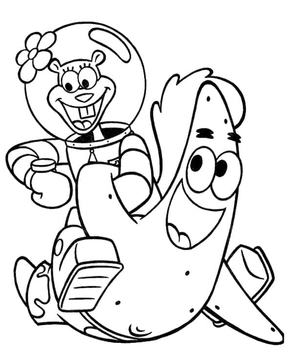 Desenho deSandy Bochechas e Patrick Estrela para colorir